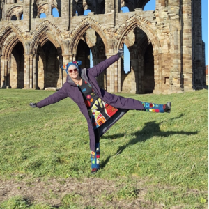 Tamzin in front of ruins